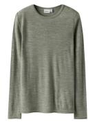Nknwax Wool Rib Ls Top Tops T-shirts Long-sleeved T-shirts Green Name ...