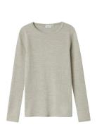 Nknwax Wool Rib Ls Top Tops T-shirts Long-sleeved T-shirts Grey Name I...