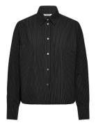 Relaxed Cropped Long-Sleeved Cotton Shirt Tops Shirts Long-sleeved Bla...