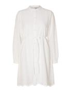 Slftatiana Ls Short Embr Dress Noos Lyhyt Mekko White Selected