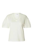 Slfcarli Ss V-Neck Tee Tops T-shirts & Tops Short-sleeved White Select...