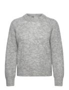 Slfrena Ls Knit O-Neck Camp Tops Knitwear Jumpers Grey Selected