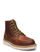 Slhteo New Leather Moc-Toe Boot Nyörisaappaat Brown Selected