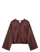 Arkin - High Shine Blend Tops Blouses Long-sleeved Burgundy Day Birger...