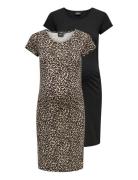 Olmlovely Life S/S Dress 2-Pck Noos Polvipituinen Mekko Black Only Mat...