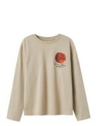 Nkmlayton Ls Nreg Top Box Tops T-shirts Long-sleeved T-shirts Beige Na...