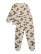 Pyjamas Ls Set Aop Pyjamasetti Pyjama Cream Minymo