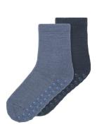 Nmmwak Wo/Bl 2P Sock W/Non Skid Sukat Blue Name It