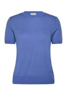 Fine Gauge Viscose Short Sleeve Tops Knitwear Jumpers Blue Calvin Klei...