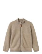 Nmfwmino Wool Brushed Ls Card Tops Knitwear Cardigans Brown Name It
