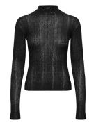 Peek Top Black Airy Linen-36 Tops Knitwear Turtleneck Black Hope