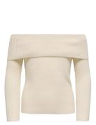Kogkatia Ls Off Shoulder Cp Knt Tops Knitwear Pullovers Cream Kids Onl...
