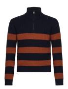 Knitted Sweater With Perkins Neck Tops Knitwear Pullovers Navy Mango