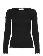 Rwbaybay Ls Lace T-Shirt Tops T-shirts & Tops Long-sleeved Black Rosem...