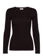 Rwbabette Silk Ls U-Neck Lace T-Shi Tops T-shirts & Tops Long-sleeved ...