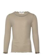 Rkbalta Modal Ls Lace T-Shirt Tops T-shirts Long-sleeved T-shirts Beig...