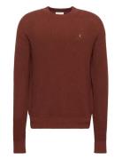Ls Ez Cotton Waffle Crwnk Swtr 9 Tops Knitwear Round Necks Burgundy Ca...