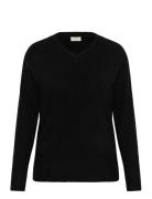 Kcniela V-Neck Pullover Tops Knitwear Jumpers Black Kaffe Curve
