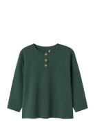 Nmmnote Ls Grandad Top Tops T-shirts Long-sleeved T-shirts Green Name ...