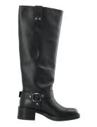 Biamary Knee High Biker Boot Tumbled Leather Korkeavartiset Saapikkaat...