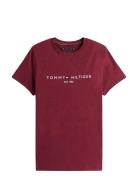 Tommy Logo Tee Tops T-shirts Short-sleeved Burgundy Tommy Hilfiger
