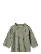 T-Shirt L/S Malthe Tops T-shirts Long-sleeved T-shirts Green Wheat