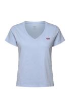 Perfect Slub Vneck Chambray Bl Tops T-shirts & Tops Short-sleeved Blue...