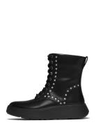 F-Mode Gem-Trim Leather Lace-Up Ankle Boots Shoes Boots Ankle Boots La...