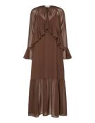 Yaschifa Ls Maxi Dress - Ka Maksimekko Juhlamekko Brown YAS