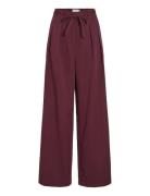 Vipeyton Hw Wide Tie Pants Bottoms Trousers Wide Leg Burgundy Vila