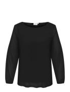 Carforest Life L/S Boatneck Top Jrs Tops Blouses Long-sleeved Black ON...
