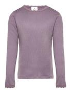 Tnlotus L_S Rib Tee Tops T-shirts Long-sleeved T-shirts Purple The New