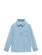 Pocket Denim Shirt Tops Shirts Long-sleeved Shirts Blue Mango