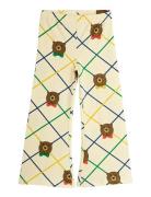 Bear Check Aop Flared Trousers Bottoms Trousers Cream Mini Rodini