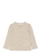 Merino Wool Ls Top Tops T-shirts Long-sleeved T-shirts Beige Mikk-line