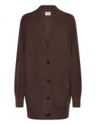 Knitted Cardigan Tops Knitwear Cardigans Brown Monki