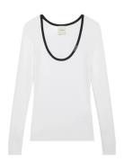 Ls Color Blocked Cotton Sweater Tops T-shirts & Tops Long-sleeved Whit...