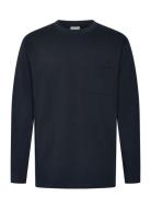Over D Pocket Tee L/S Tops T-shirts Long-sleeved Navy Lindbergh