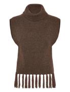 Vizariah High Neck Poncho/Ka Vests Knitted Vests Brown Vila