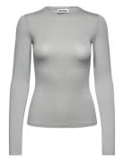 Fitted Long Sleeve Top Tops T-shirts & Tops Long-sleeved Grey Weekday