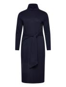 Tie-Front Turtleneck Dress Designers Knee-length & Midi Navy Lauren Wo...