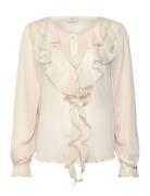 Fqditte-Blouse Tops Blouses Long-sleeved Cream FREE/QUENT