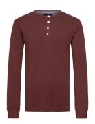Solid Gradad W Contrast Fabric L/S Tops T-shirts Long-sleeved Burgundy...