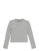 T-Shirt Ls Rib Tops T-shirts Long-sleeved T-shirts Grey Creamie