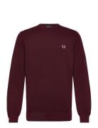 Pique Stitch Jumper Tops Knitwear Round Necks Burgundy Fred Perry