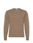Ls 100% Merino Crew 14Gg Tops Knitwear Round Necks Beige Calvin Klein