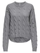 Onljeanett Life Ls Cable O-Neck Cc Knt Tops Knitwear Jumpers Grey ONLY