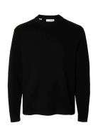 Slhteller Fn Relaxed Crew Neck Noos Tops Knitwear Round Necks Black Se...