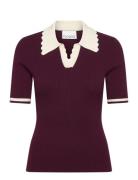 Lilo Polo Knit Tops Knitwear Jumpers Burgundy Noella