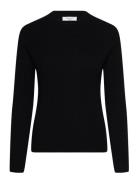 Rwdarcy Ls Pointelle Crew Knit Tops Knitwear Jumpers Black Rosemunde